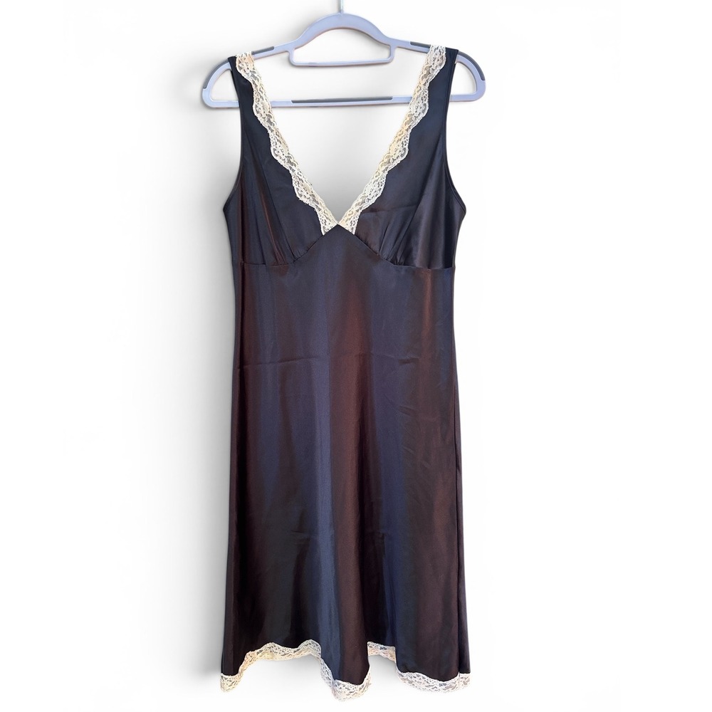 Vintage Y2K Victoria's Secret Black Slip Dress Lingerie Whimsigoth Medium
